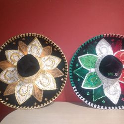 2 Mariachi Sombrero Mexican Decoration Hat - Mexico Wall Decor 23" wide