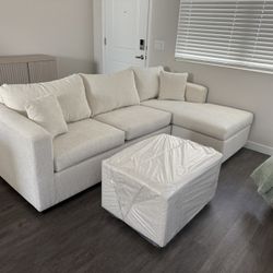 Brand New Cream Sectionals With Free Ottoman 