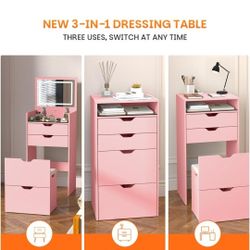 3 In 1 Pink Vanity Mirror