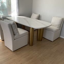 $1799 Brand New In Box Real Marble Table With 4 Chairs (Read Description Below)