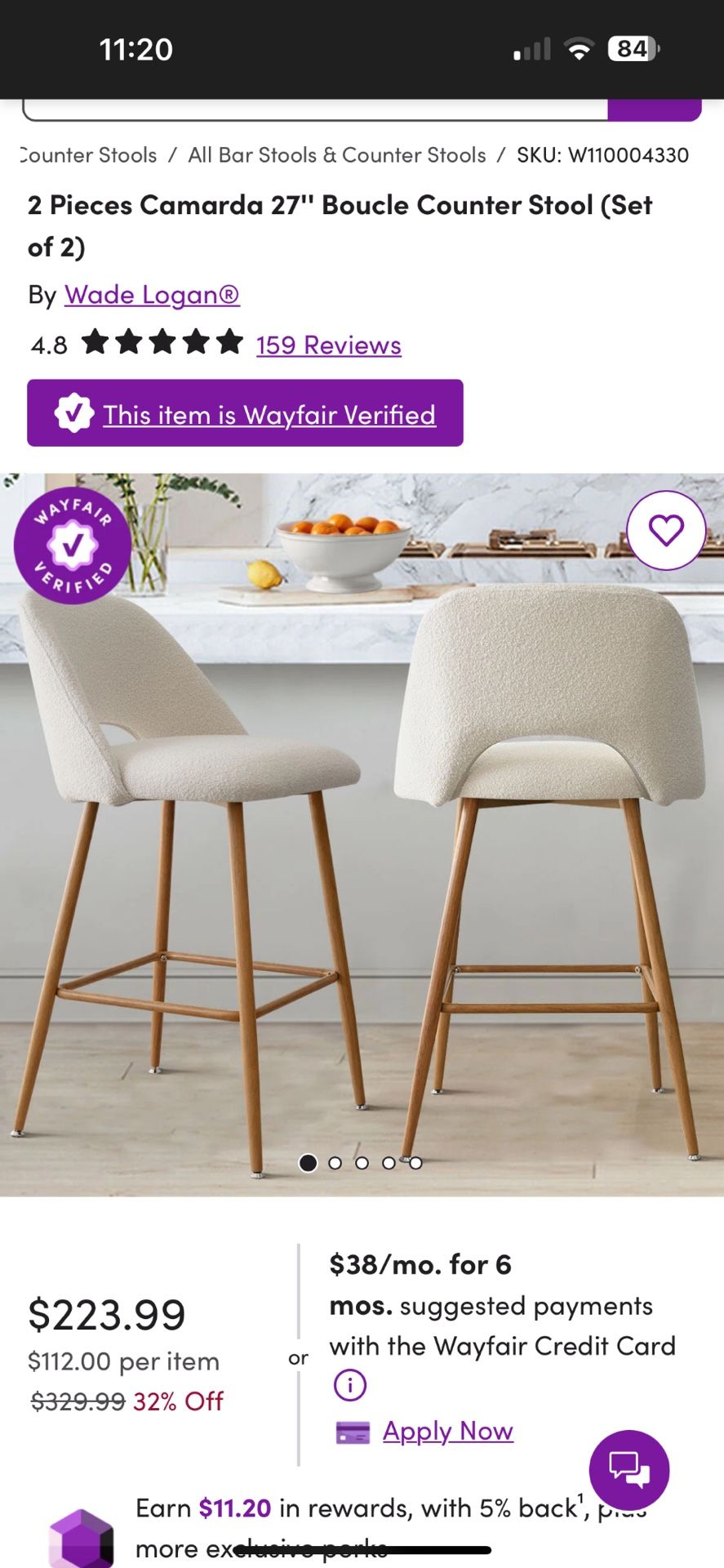 White Counter Stool Chair