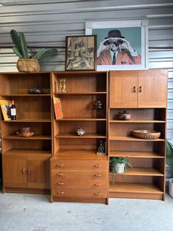 Mid Century Modern Danish DOMINO MOBLER 3 Piece Wall Unit Shelving System
