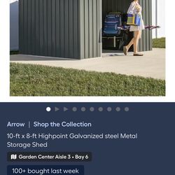 Arrow 10-ft × 8-ft Highpoint Galvanized steel Metal Storage Shed