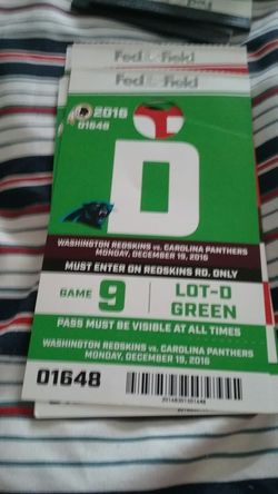 Redskins Panthers Parking Pass