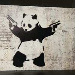 Banksy Panda With Guns Graffiti Street Art . Brand New/ Pristine Condition. 12H X 18L 