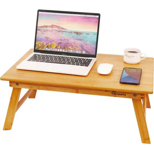Laptop Lap Desk, COIWAI Bamboo Table for Bed Tray with Foldable, Portable Mini Picnic Furniture for Breakfast Serving Tray