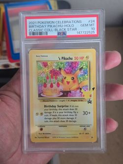 PSA 10 birthday pikachu celebration