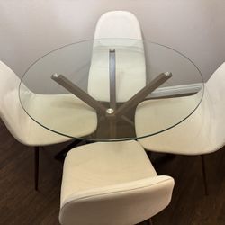 Round Glass Dining Table And 4 Chairs 