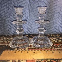 Pair Of Baccarat Crystal Regence Pattern Candlestick Holders