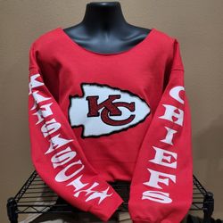 Kansas City Chief Off The Shoulder Sweatshirt 