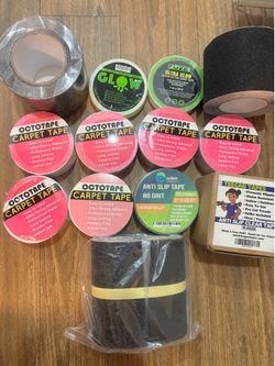 Lot of Carpet Tape, Anti-Slip Tape & Glow-in-the-Dark Tape – Multiple Rolls
