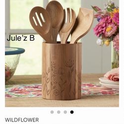 Princess House. Set De 4 Utensilios Y Organizador De Madera Nuevos En Sus Cajas 