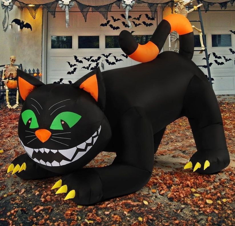 3 Large Halloween Inflatables – Haunted Arch, Pumpkin Carriage & Cat – No Blowers