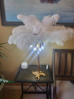 Ostrich Feather Table Lamp