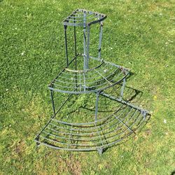 Vintage 3 Tier Corner Metal Garden Flower Pot Bookcase