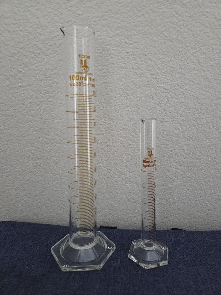 100ml & 10ml Lab Glass Graduated Cylinders