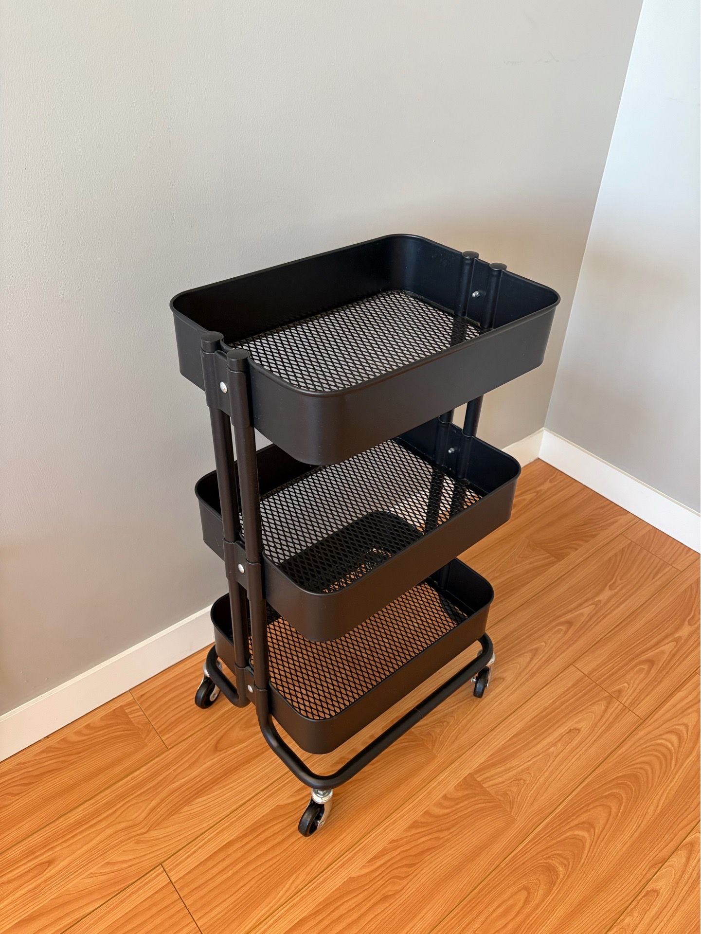 Black Rolling Cart – 3 Tier (Storage Organizer)