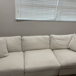 Bernhardt Beige Couch With ottoman