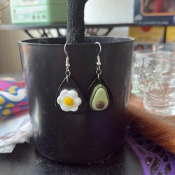 Egg and Avocado Earrings