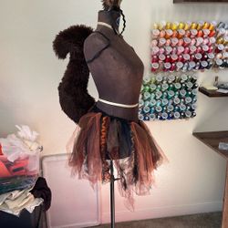Squirrel Halloween Costume, Adult Or Teen, Brown Tail, Ears, And Tutu