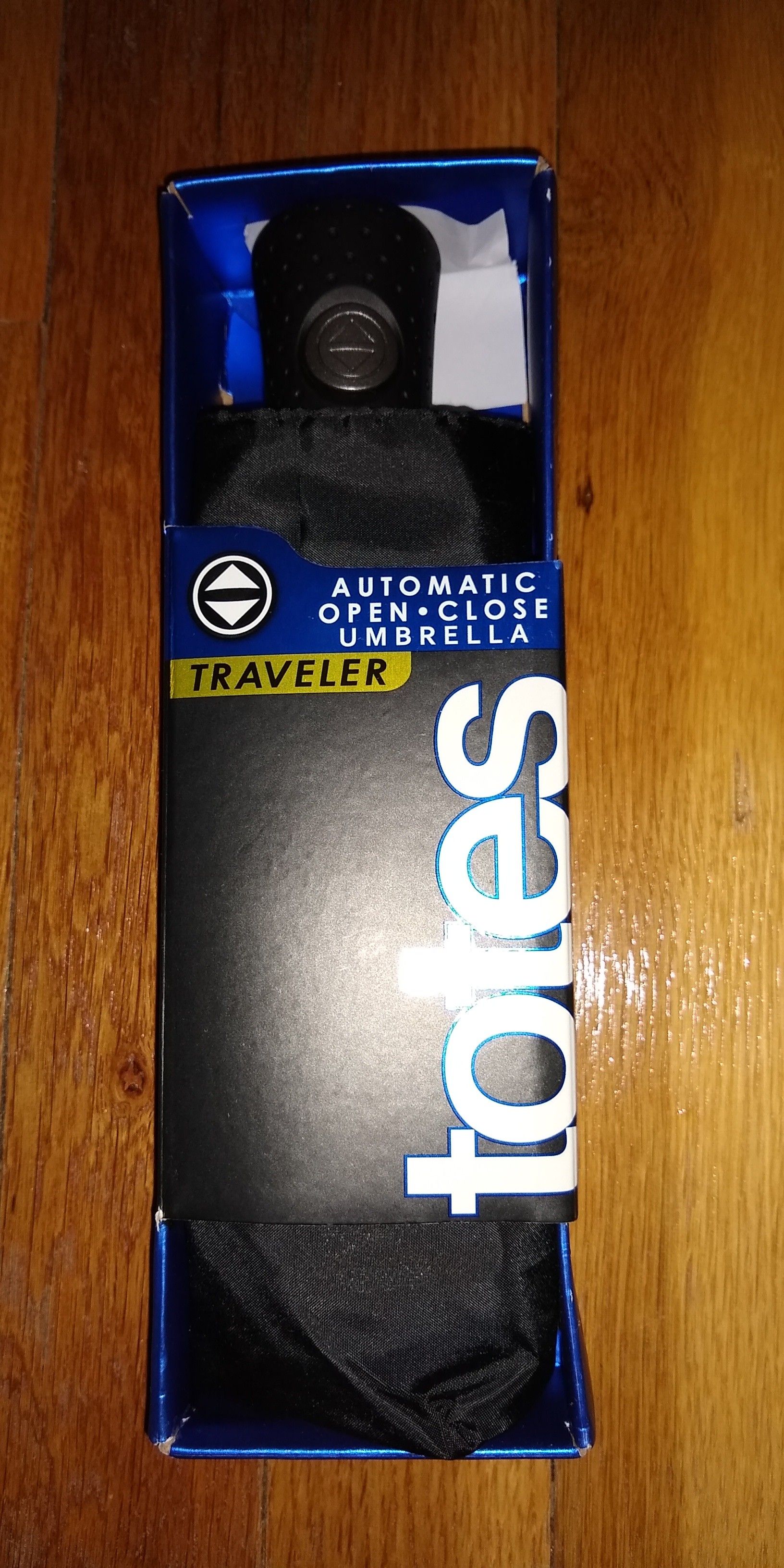 Totes Traveler Auto Open Close Umbrella Compact 07109 BLK