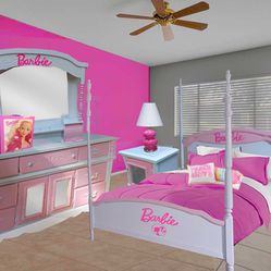 Beautiful Pink Barbie 8pc Bedroom Set 