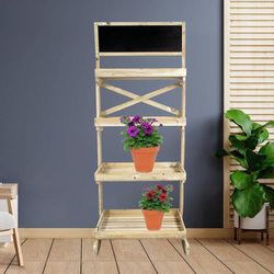 Reduced - 4 Tier Rustic Shelving Storage Rack with Chalkboard