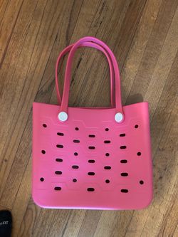 Pink Rubber Perforated Beach Tote Bag
