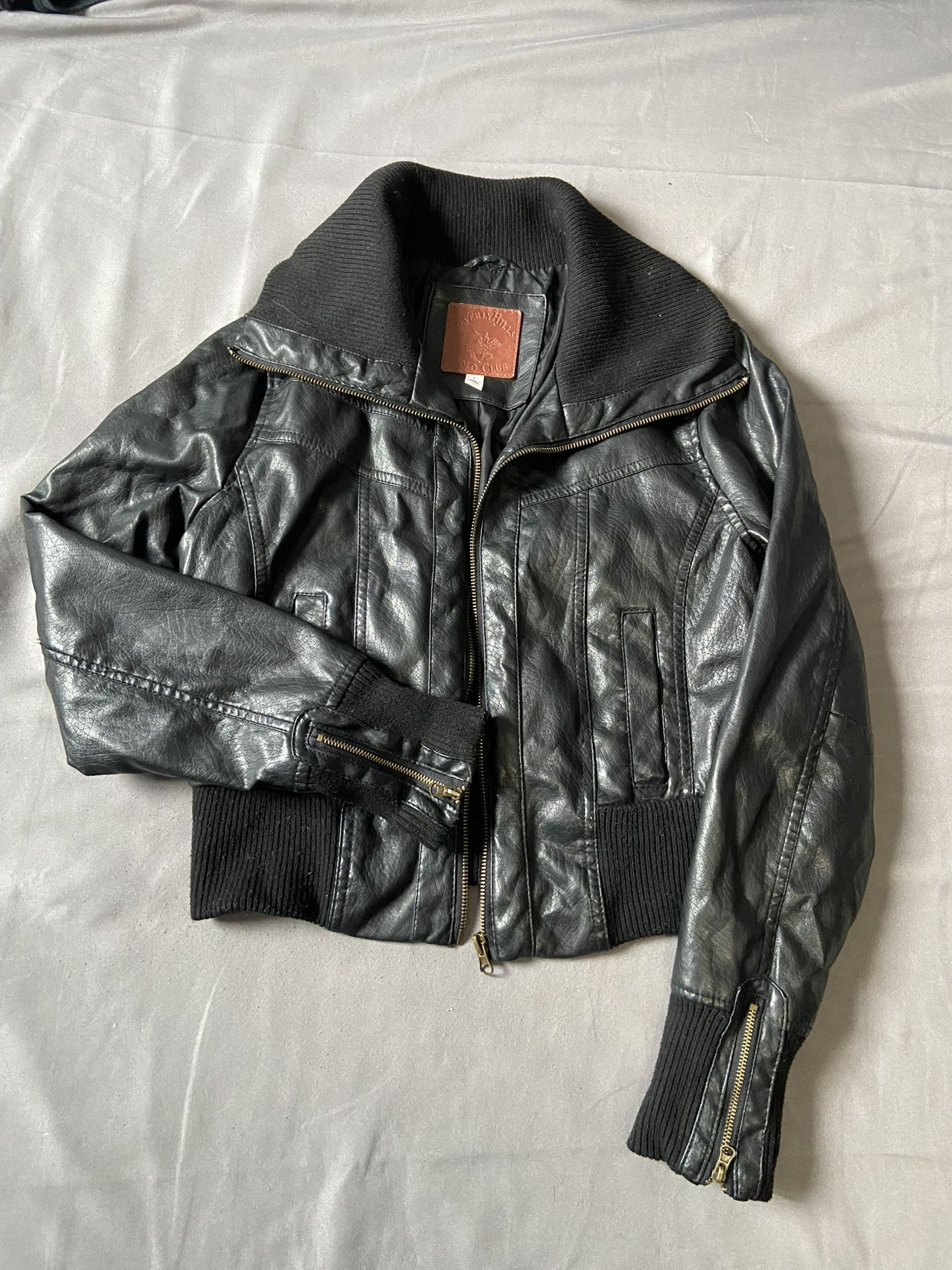 Beverly Hills polo club Black leather jacket