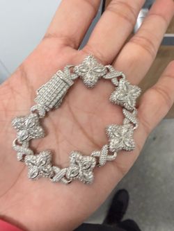 Silver Moissanite Floral Link Bracelet