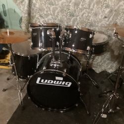 5 Pc Ludwig Accent/ Cymbals/ Stands/throne Included