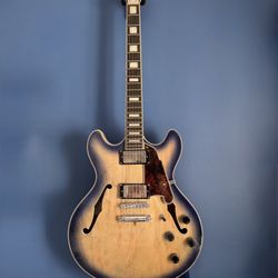 D’Angelico Premier Series DC Blue Burst Hollow Body Electric Guitar