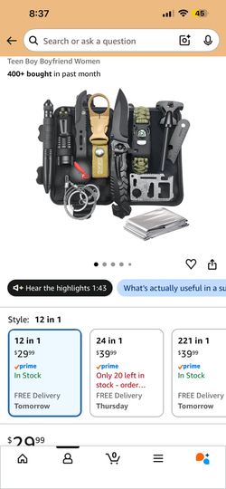 12-in-1 Emergency Survival Kit – Brand New / Tactical Gear for Camping & Hiking