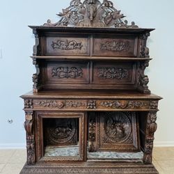 Antique Grand Buffet Highly Carved Wild Animals