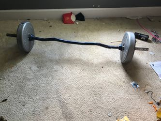 Curl bar(with 15 pound weights)