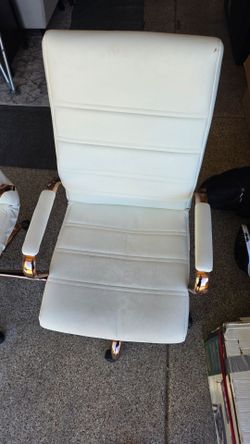 Pair of Modern White & Rose Gold Ribbed Office Chairs - Set of 2
