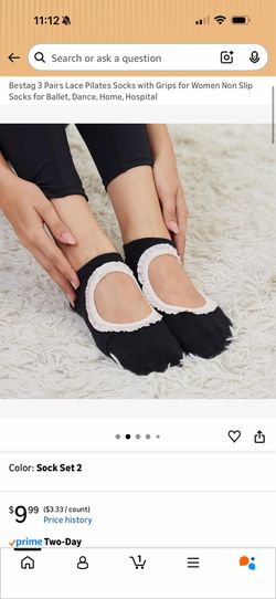 15 new Amazon White & pink Pilates socks