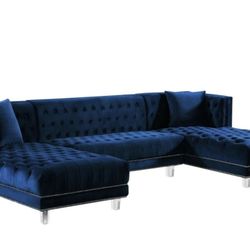 Moda Navy Velvet 3pc. Sectional

