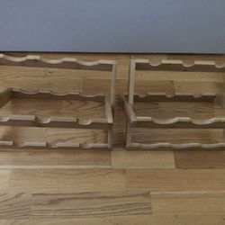 2 wooden, foldable wine coasters, both for $ 10