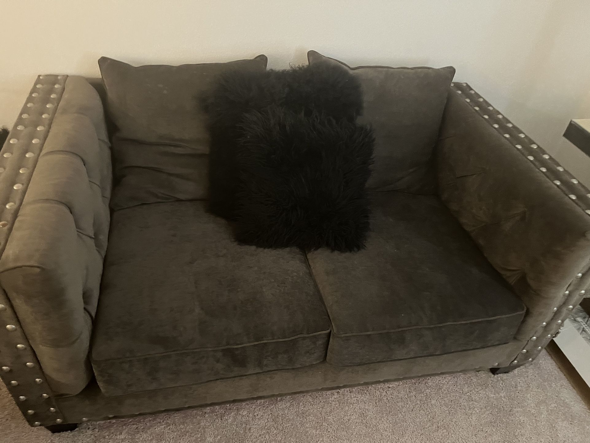 Grey Studded Couch $250