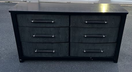 *Delivery Available* Large Black 6-Drawer Dresser – 68” Wide Modern Wood Bedroom Storage