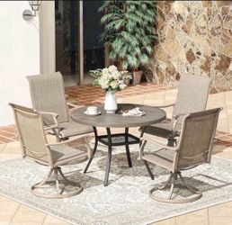 Patio Swivel Dining Chairs Outdoor Chairs with Armrest, Textilene Fabric Outdoor Patio Chair Set of