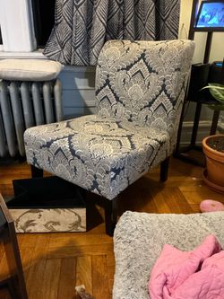 Navy Blue Paisley Accent Chair