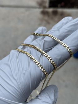 Sterling Silver Two Tone Cuban Link Curb Chains 