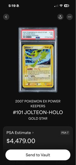 Pokemon Jolteon Gold Star ⭐️ 101# power keeper