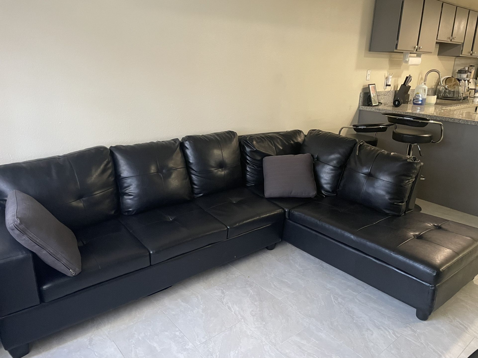Black Faux Leather Couch for Sale in Las Vegas, NV OfferUp