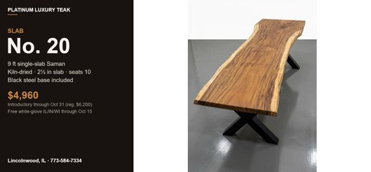 9 ft Live Edge Saman Slab Table - No. 20