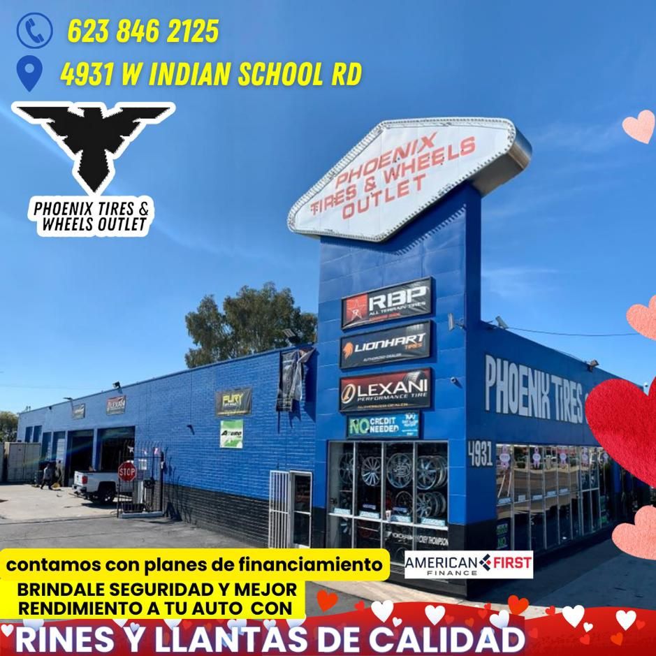 PHOENIX TIRES WHEELS OUTLET. 4931 W Indian School Rd Phoenix 85031. 623 846 2125