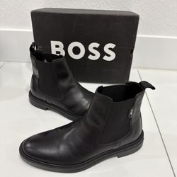 Boss Calev Chelsea Boot Black Leather Men's Size 40 EU