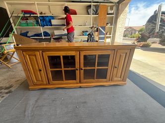 solid oak TV stand